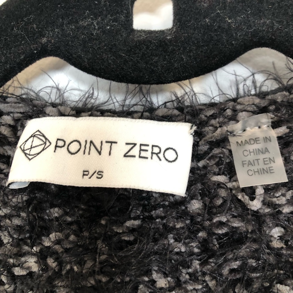 Point Zero Black Bouclé Eyelash Knit Jacket Cardigan Military Button Detail P/S - Picture 11 of 13